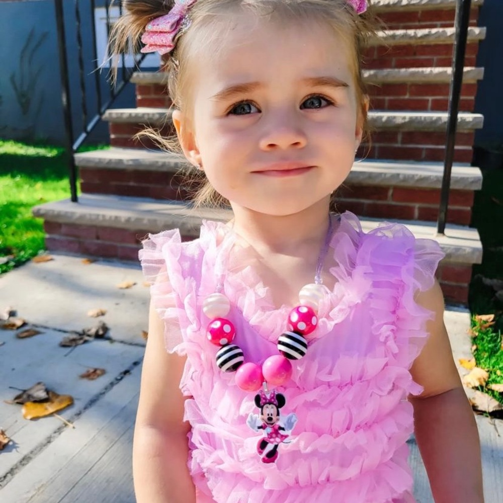 Minnie Mouse Inspired Bubble Gum Necklace Adjustable Kids Disney Style